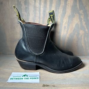 Baxter Womens Dancer Chelsea Boots Black Leather Pull Tab Ankle Block Slip On 9